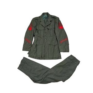 Vintage 1952 USMC Marine Corps Green‎ Wool Uniform 34S/28x29 Korea War